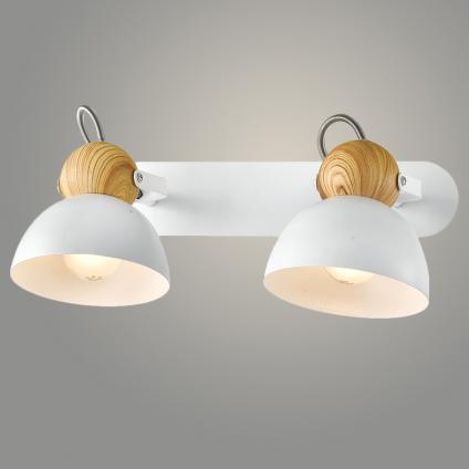 Спот 23390/2 WH+WOOD белый+дерево 2x40W E14 h135, 24